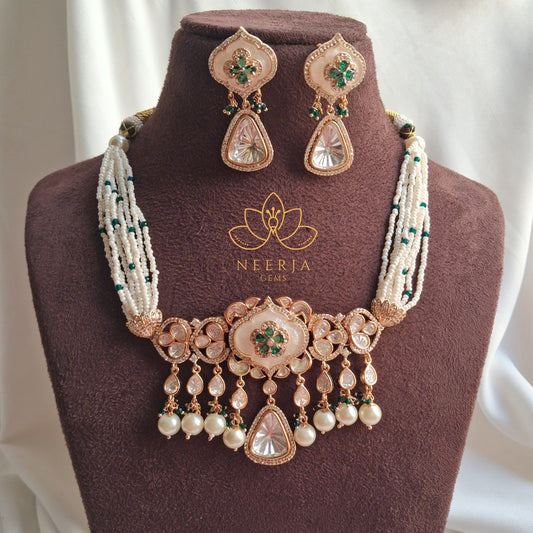 Antique Multi-Strand Kundan & Pearl Necklace Set