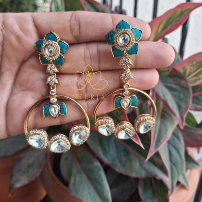 Celestial Bloom Polki Hoop Earrings