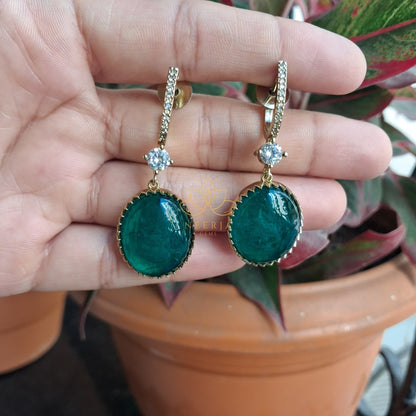 Forest Green Halo Dangler Earrings