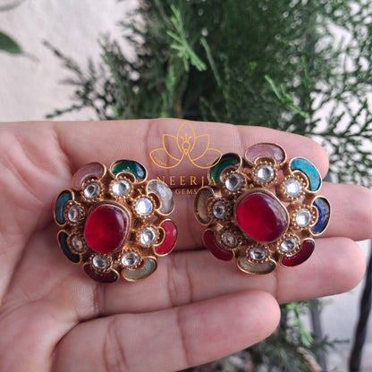 Heritage Bloom Kundan Studs