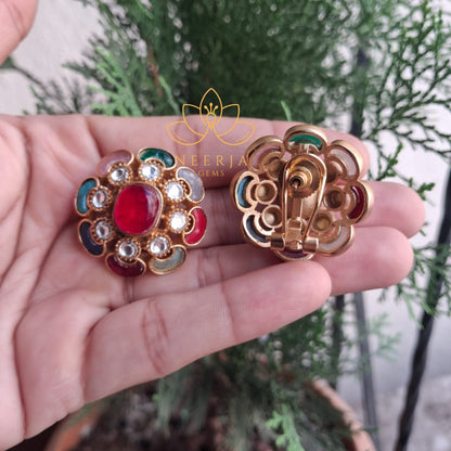 Heritage Bloom Kundan Studs