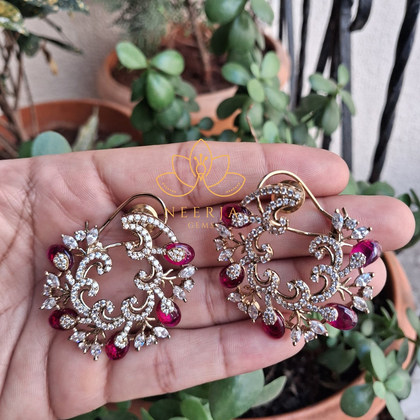 Moonlit Polki Hoop Earrings