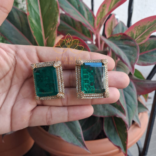 Regal Green Square Studs