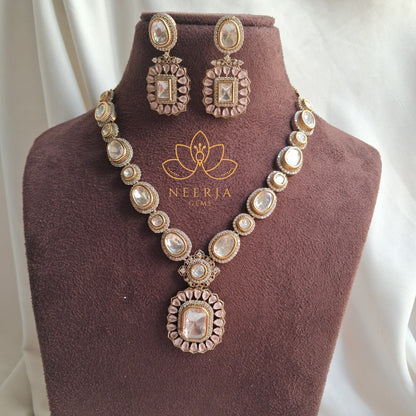 Regal Kundan Polki Pearl Necklace Set