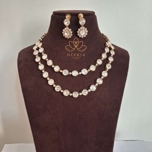 Regal Layered Pearl Polki Necklace Set