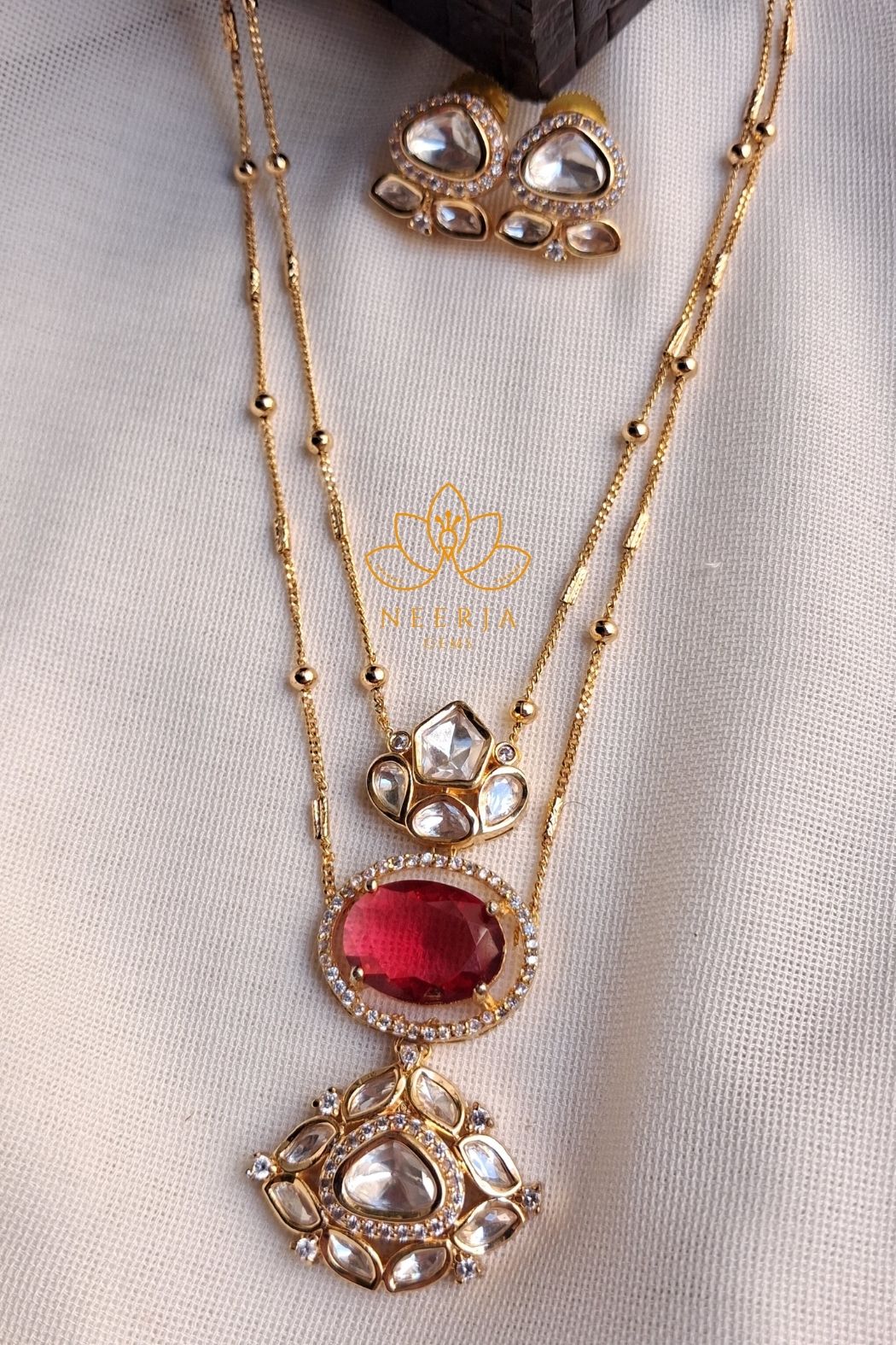 Royal Ruby Kundan Necklace Set