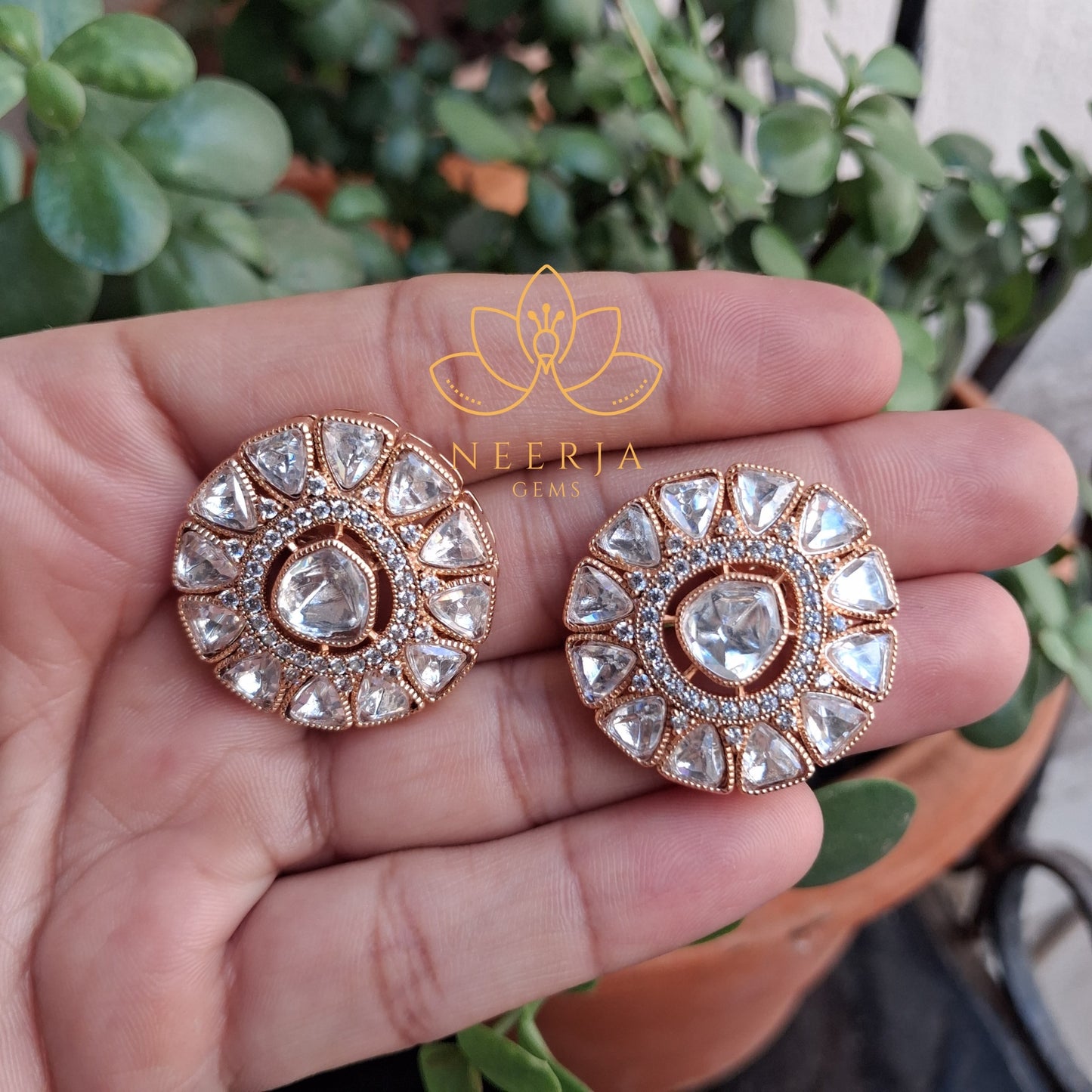 Royal Kundan Polki Stud Earrings