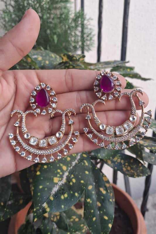 Antique Chandbali Kundan Earrings