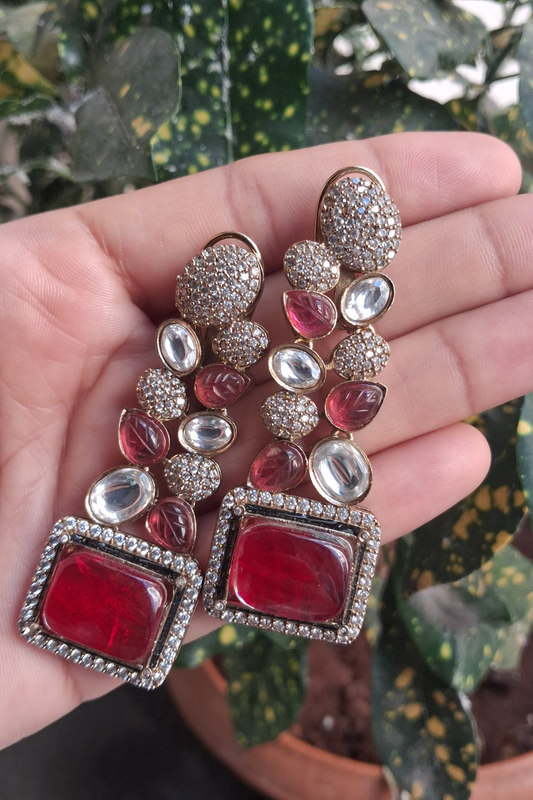 Royal Ruby Kundan Statement Earrings