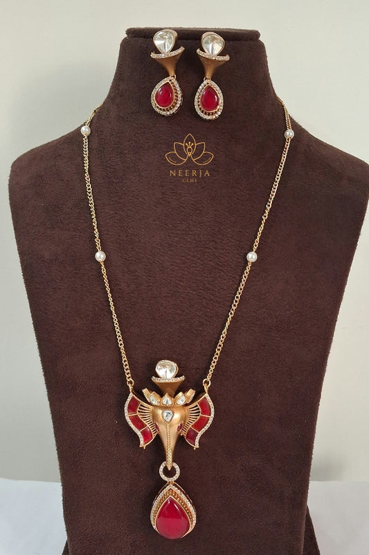 Ruby Radiance Kundan Polki Necklace Set