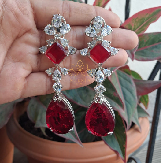 Ruby Royale Diamond Drop Earrings