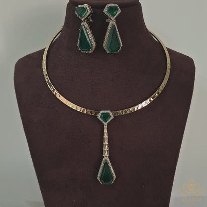 Vintage Emerald Drop Necklace Set