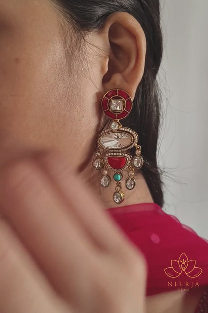 Crimson Majesty Kundan Earrings