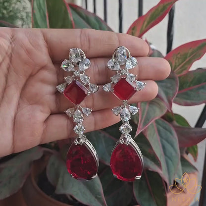 Ruby Royale Diamond Drop Earrings