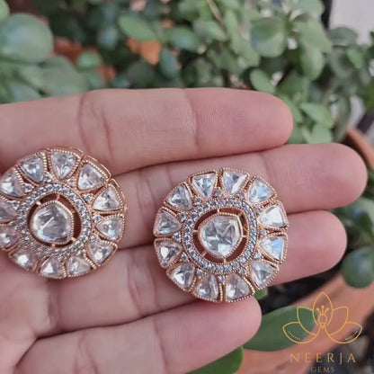 Royal Kundan Polki Stud Earrings