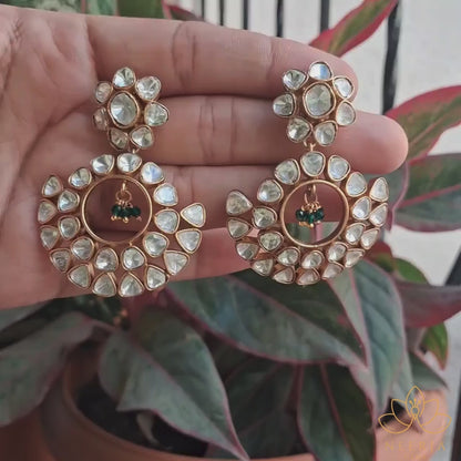 Golden Glow Polki Chandbali Earrings