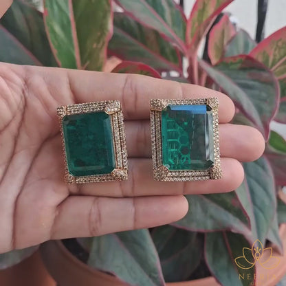 Regal Green Square Studs