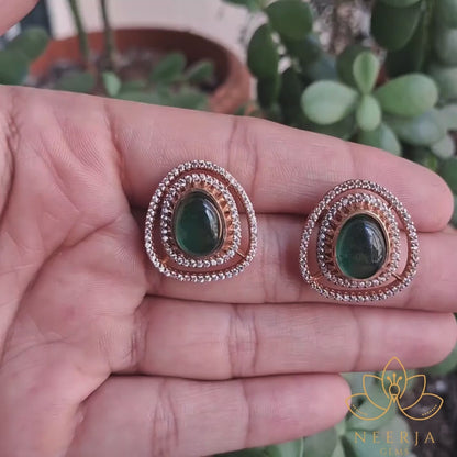 Emerald Majestic Kundan Studs