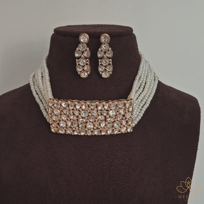 Pearl Cascade Polki Choker Set