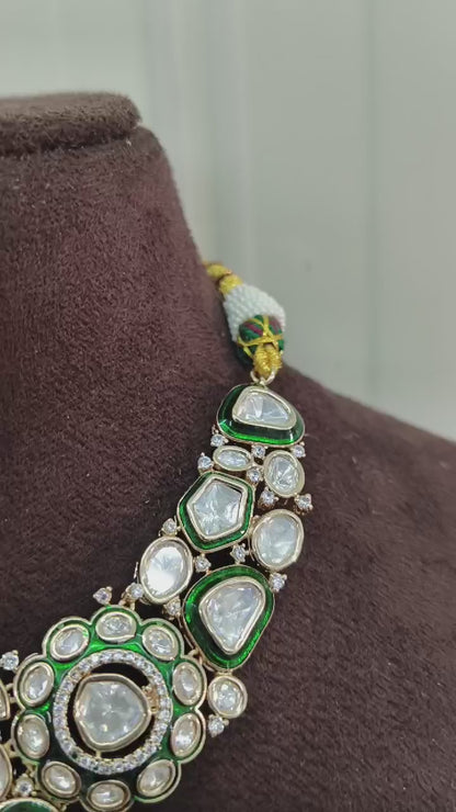 Regal Emerald Kundan Choker Set